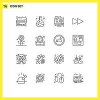 16 Outline concept for Websites Mobile and Apps search heart app date forward Editable Vector Design Elements