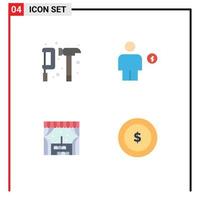 4 Creative Icons Modern Signs and Symbols of camping human gear body city Editable Vector Design Elements