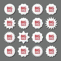 set of white big sale label banners vector