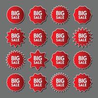 set of red round abstract shapes sale label badges vector