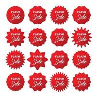 set of gradient red flash sale label banners vector