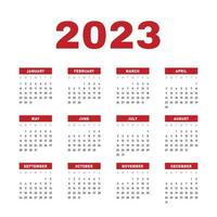 diseño de vector de calendario rojo 2023