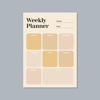 weekly planner in nude shades vector template