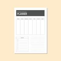 simple dark gray personal planner template vector