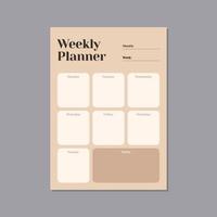 modern weekly planner simple brown vector template