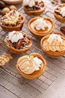 Mini pumpkin and pecan pies baked in muffin tin photo