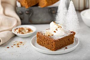Gingerbread spiced bars with powdered sugar for Christmas