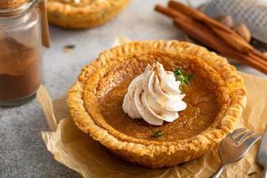 Homemade sweet potato pie with whipped cream photo