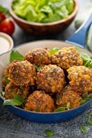 Cheese and sausage balls in a pan photo