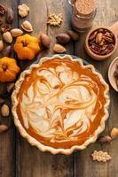 Pumpkin cheesecake swirl pie, Thanksgiving dessert idea photo