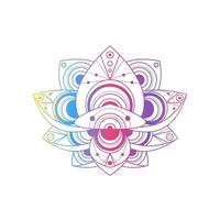 Lotus flower with geometric pattern vector linear illustration