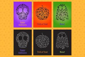 Set of greeting cards and invitation for halloween vector