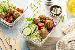 Meal prep containers with a healthy low carb lunch photo