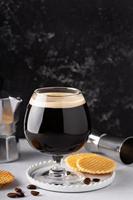 Irish coffee in a glass photo