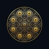 Golden ink geometric mandala linear vector illustration