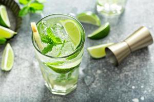 Refreshing mojito cocktail with lime and mint photo