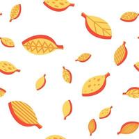 Orange leaves color seamless vector pattern