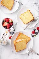 Traditional vanilla pound cake baked in a bundt pan photo