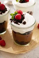 Chocolate layered dessert in a jar photo