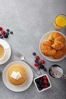 Breakfast table overhead with copyspace photo