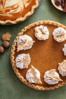 Traditional Thanksgiving pumpkin pie with flaky crust photo