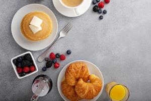 Breakfast table overhead with copyspace photo