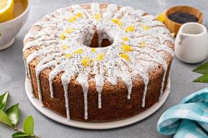 Lemon Poppy Seed Pound Cake with powdered sugar glaze photo