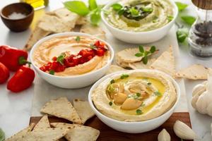 Hummus board with pita photo