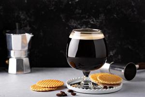 Irish coffee in a glass photo