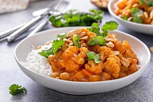 Vegan curry with cauliflower, chickpeas and butternut squash photo