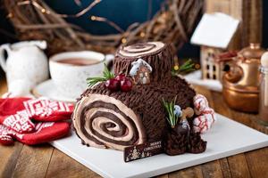 Christmas log cake photo
