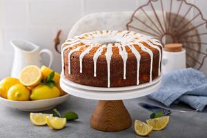 Lemon pound cake with powder sugar glaze photo