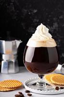 Irish coffee in a glass photo