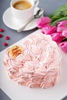 Valentines Day cake with cream roses photo