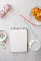 Clean and bright tabletop with copy space photo