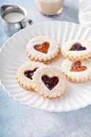 Linzer cookies with heart shapes for Valentine photo