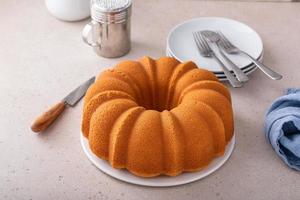 Traditional vanilla or sour cream bundt pound cake photo