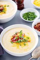 Potato soup with bacon and cheese photo