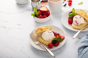 Shortcake ice cream sandwiches with fresh berries photo