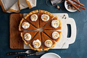 Sweet potato pie with marshmallow topping photo