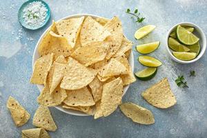 Corn tortilla chips in a bowl photo