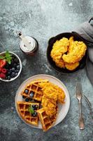 Waffles with fried chicken photo