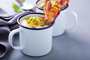 Potato soup with bacon and cheese photo