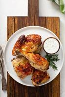 Roasted chicken with tzatziki sauce photo