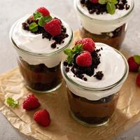 Chocolate layered dessert in a jar photo