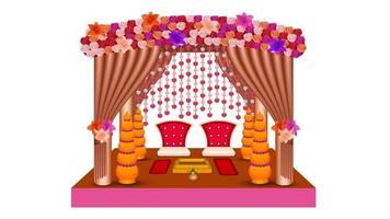 Indian wedding stage decorative vector illustration, Indian wedding  mandap vector illustration.