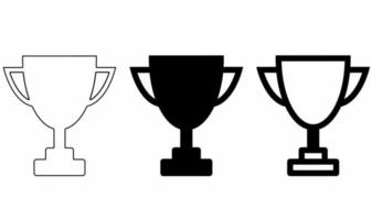 outline silhouette trophy icon set isolated on white background vector