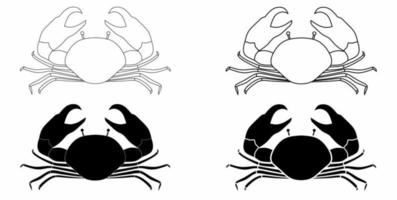 contorno silueta conjunto de iconos de cangrejo aislado sobre fondo blanco vector