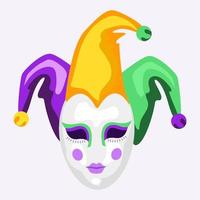 feliz concepto de vacaciones de carnaval con una máscara musical con plumas. máscara de carnaval ilustración vectorial vector
