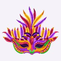 feliz concepto de vacaciones de carnaval con una máscara musical con plumas. máscara de carnaval ilustración vectorial vector